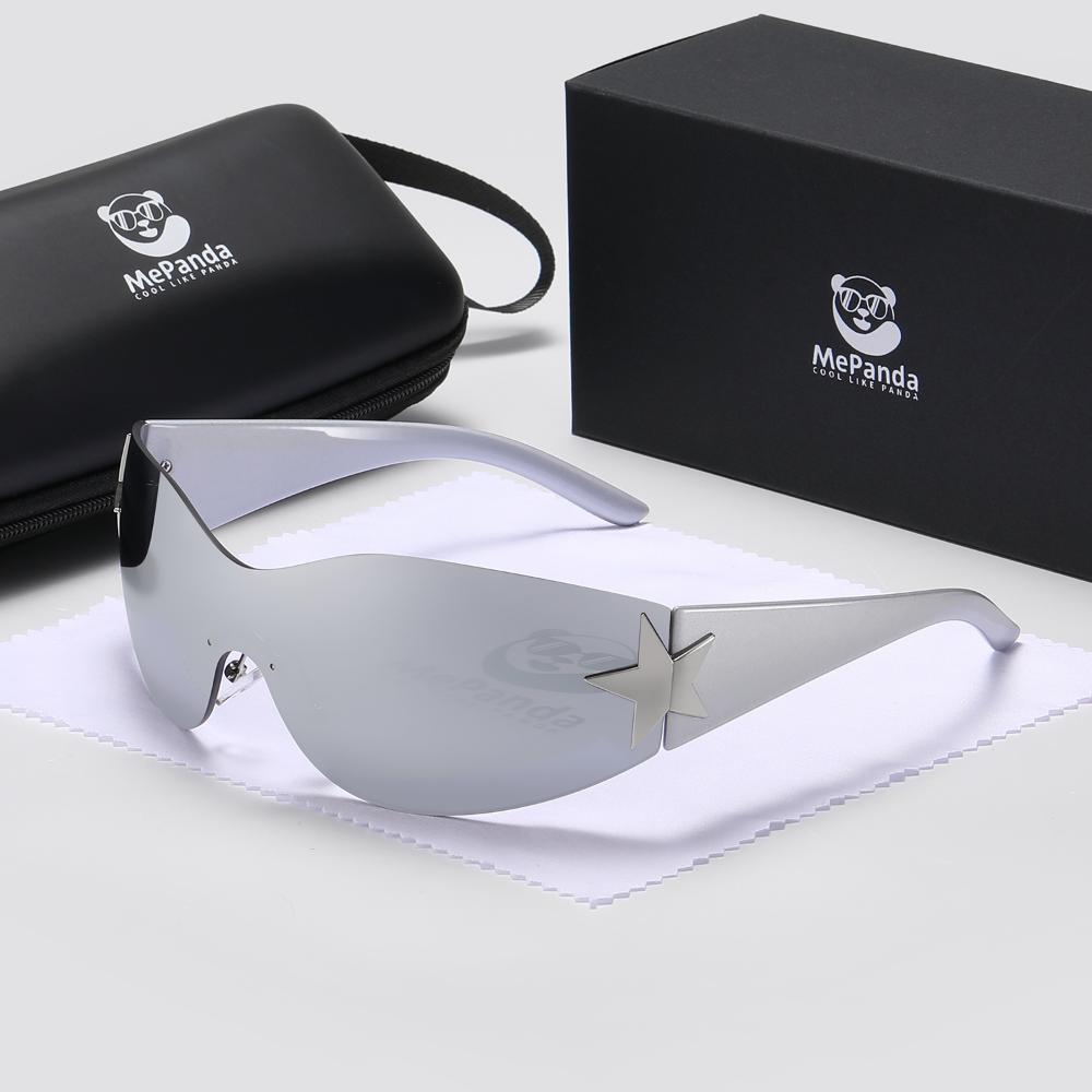 MePanda Унисекс универсальные поляризационные безрамочные солнцезащитные очки со встроенными персонализированными пятиконечными звездами, UV400