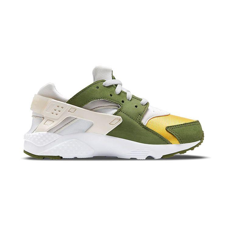 Stussy x Nike Air Huarache LE PS Темно-оливковый 2021 Детские кроссовки Зеленый Белый Бледно-слоновая кость DH3324-300