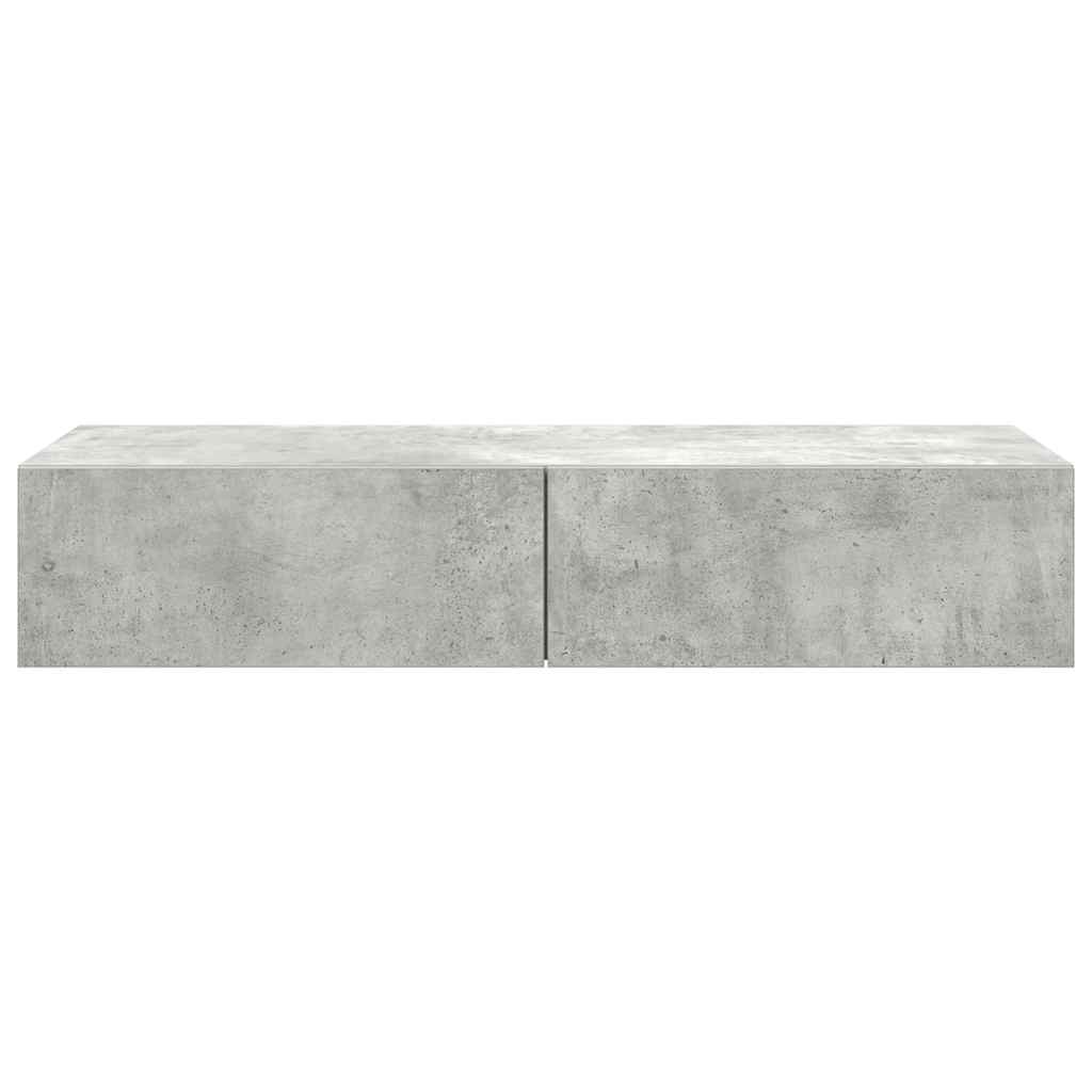Wall Mounted Shelf with Drawers Concrete Grey 100 x 36 x 19 cm Particleboard