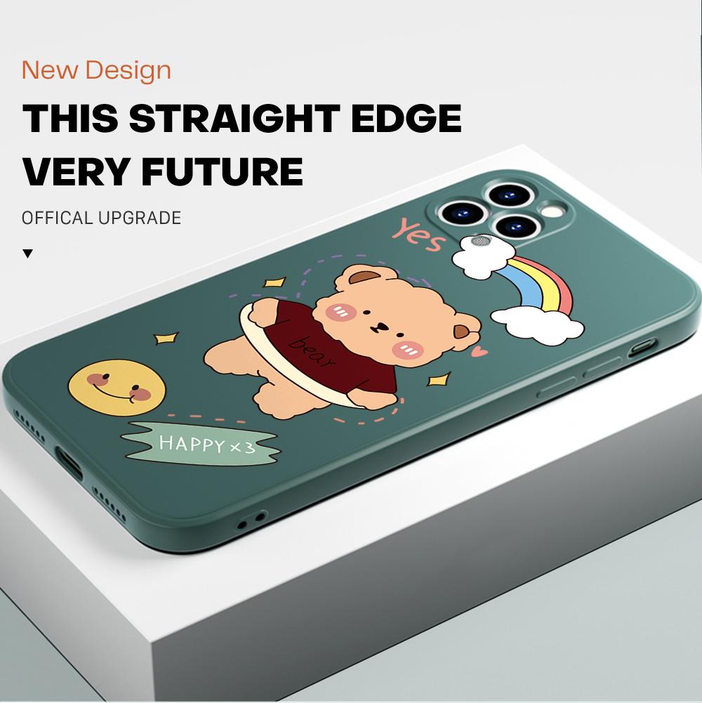 Мягкий силиконовый квадратный мультяшный медведь с полным покрытием для защиты камеры противоударный чехол