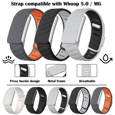 Совместимо с WHOOP 5.0 / Для ремешка Whoop MG Мягкий силиконовый водонепроницаемый, влагостойкий, мягкий, регулируемый резиновый ремешок для Whoop 5.0/MG