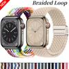 Плетеная нейлоновая петля для Apple Watch 11 10 9 8 7 46мм 42мм 45мм 41мм Ultra 3 49мм Металлический магнитный браслет iWatch 6 SE 3 Ремешок