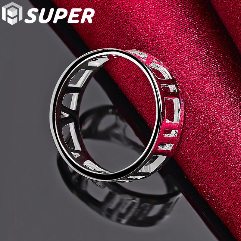 925 Sterling Silver Hollow Roman Numerals Ring Jewelry