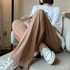 Women's Ice Silk Wide Leg Pants for Spring and Autumn Chiffon High Waist Comfortable Straight Tube Slim Casual