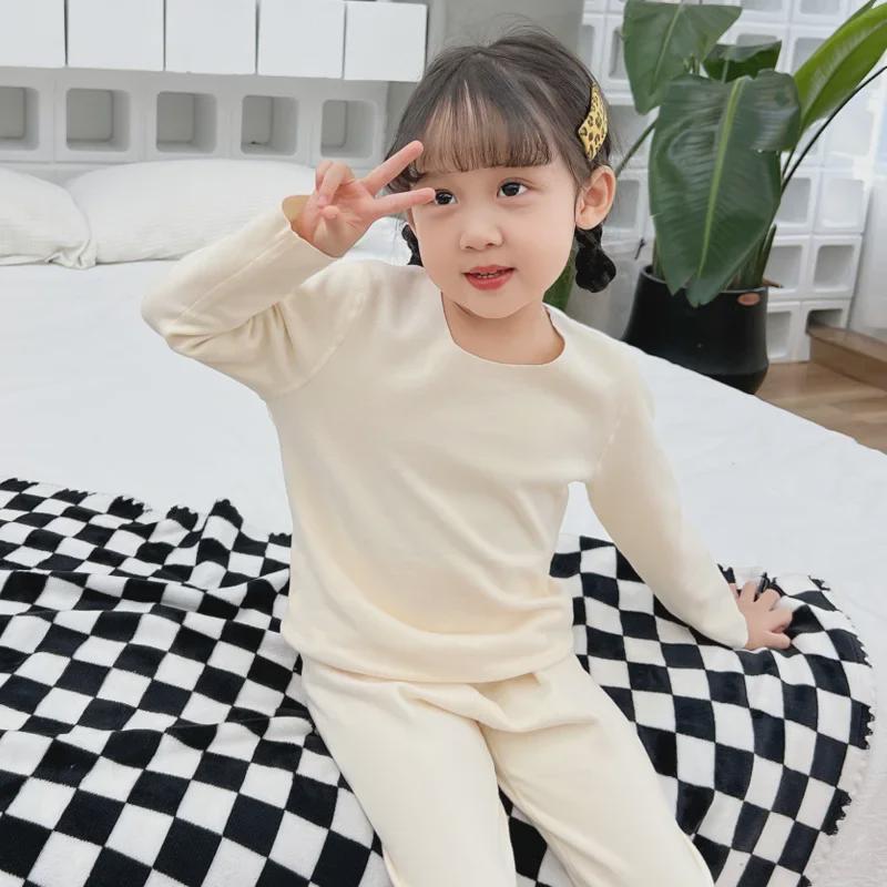 Children's German Velvet Thermal Underwear Set - Baby Autumn/Winter Pajama Suit for Boys and Girls