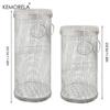 BBQ Basket Stainless Steel Rolling Grilling Basket Wire Mesh Cylinder Grill Basket Portable Round Outdoor Camping Barbecue Rack