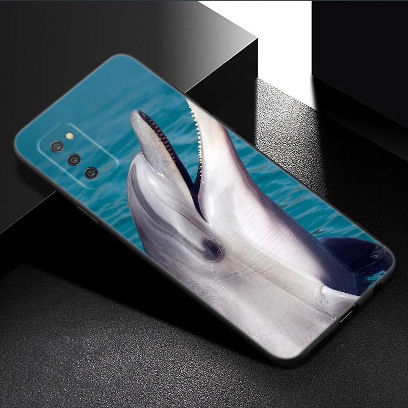 Animal Dolphin Phone Case For Samsung Galaxy A01 A03 Core A04 E A02 A05 A10 A20 A21 A30 A50 S A6 A8 Plus A7 2018 Black Cover