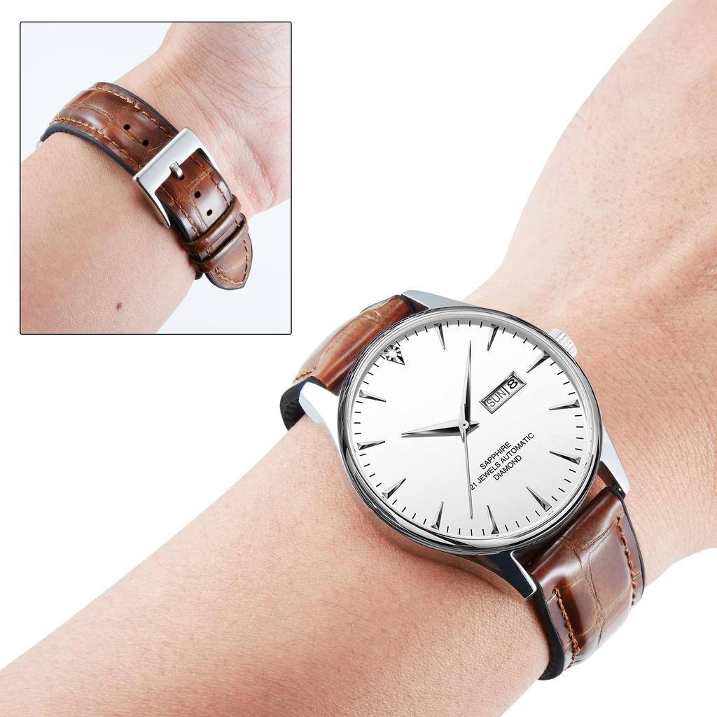 BINLUN Кожаный ремешок для часов с быстрым выпуском с узором крокодиловой кожи, с силиконовым дышащим сменным ремешком для мужчин и ремешком 20 мм, выпуск, внутренний, женский,