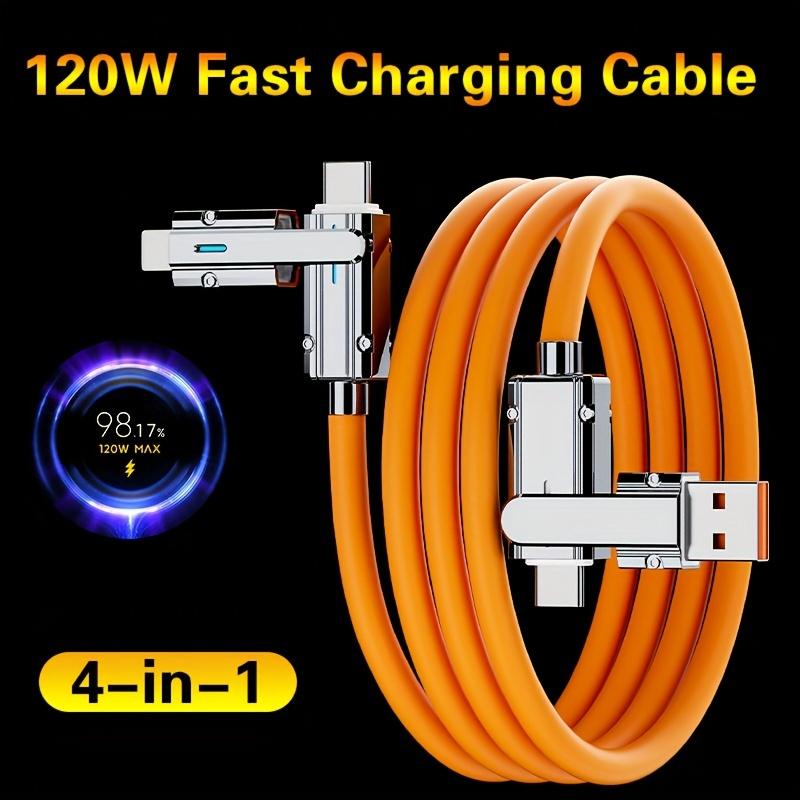 Кабель для быстрой зарядки данных мощностью 120 Вт «четыре в одном», кабель для зарядки с 4 головками, многофункциональное преобразование с несколькими головками, подходит для IPhone / typec, Samsung Xiaomi