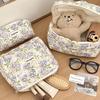 Модная женская косметичка Cherry Tote, портативная симпатичная женская косметичка, сумка для хранения туалетных принадлежностей, хлопковая стеганая сумка на молнии