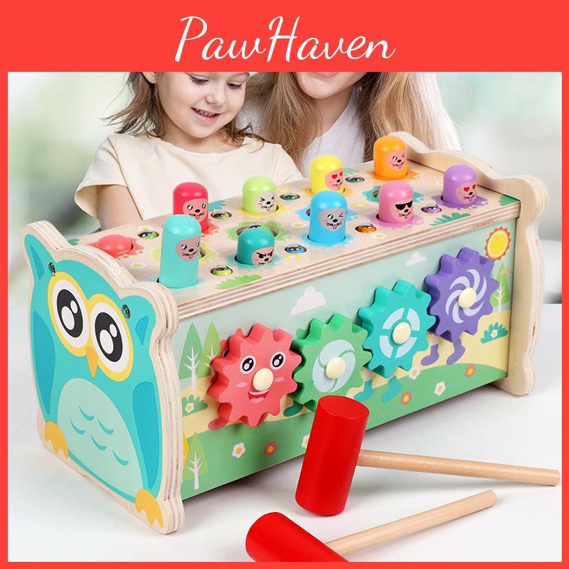 Интерактивная деревянная детская игра-стучалка «Сова», ловля рыбы, особенности, подарок