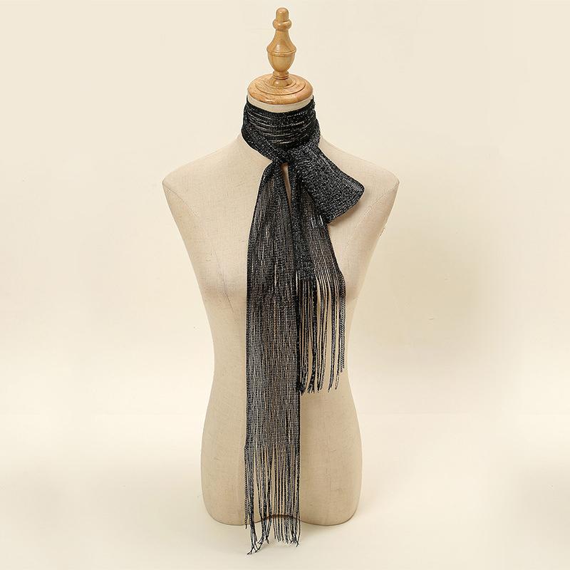 Professional Scarf Sunscreen Neck Shawl Gold Silver Bright Silk Scarves Lace Tassel Party Evening Dress Scarf For Women