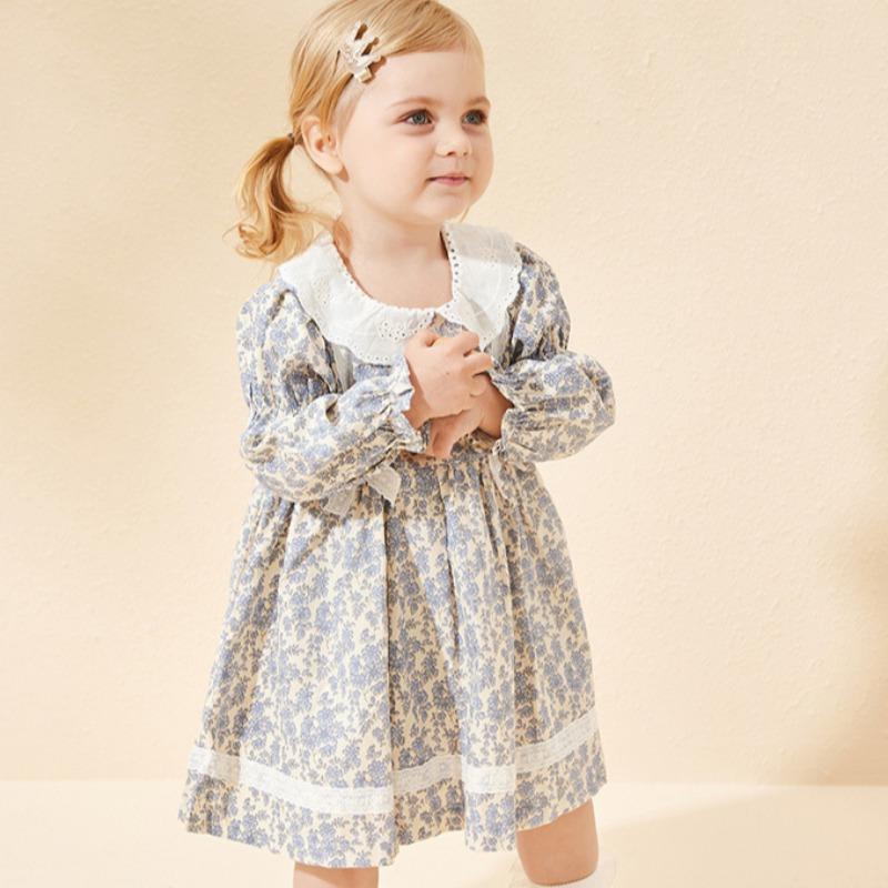 Весеннее платье принцессы с длинными рукавами и кружевным бантом в стиле Мори для девочек