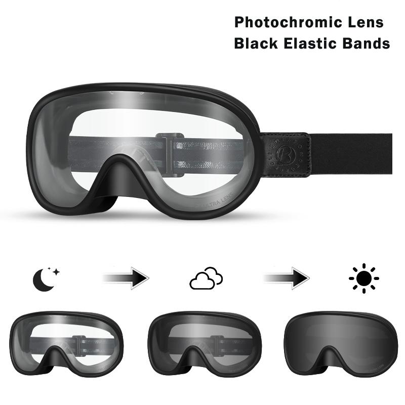 BOLLFO Motorcycle Goggles Vintage Photochromic Motocross Riding Gear UV400 Anti-fog Lunette Ski Snowmobile Snowboard Glasses