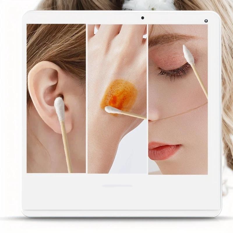 Double-headed Disposable Cotton Swabs 200Pcs with Storage Case for Makeup Removal Nail Polish Touch Ups
