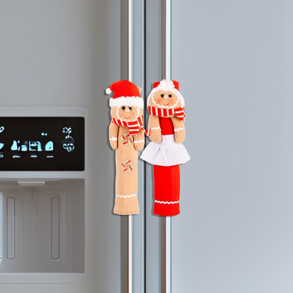 Christmas Door Handle Decoration Cute Cartoon Microwave Refrigerator Handle Cover Keep Warm Protective Cover Home Accessories