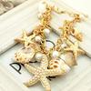 Ocean Style Starfish Sea Star Conch Shell Faux Pearl Chain Summer Beach Bracelet MIT