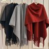 Winter Warm Poncho Luxury Imitation Cashmere Scarves Solid Fashion Shawl Wrap Ladies Blanket Foulard Pashmina Bandana Scraf