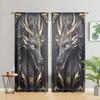 2 шт., черно-золотые 3D-шторы с изображением величественного дракона-тотема - полузатемняющие - подходят для гостиной, спальни, кухни, домашнего декора
