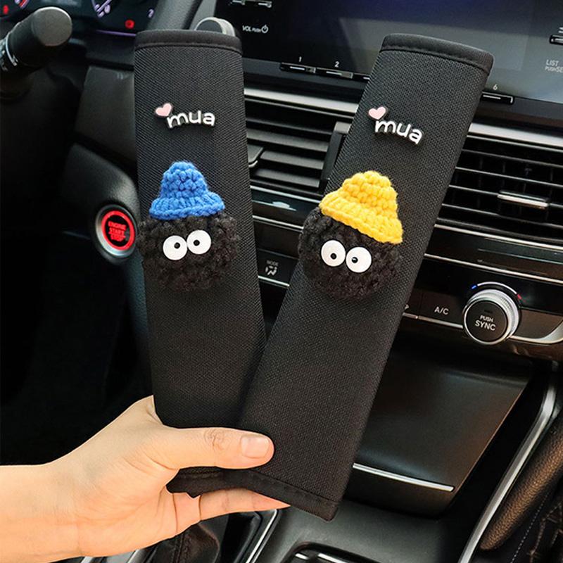 2 шт. стильный бант автомобильный ремень безопасности чехол плечевой ремень жгут подушка мультяшный угольный мяч игрушка автомобильный ремень безопасности плечевая накладка протектор