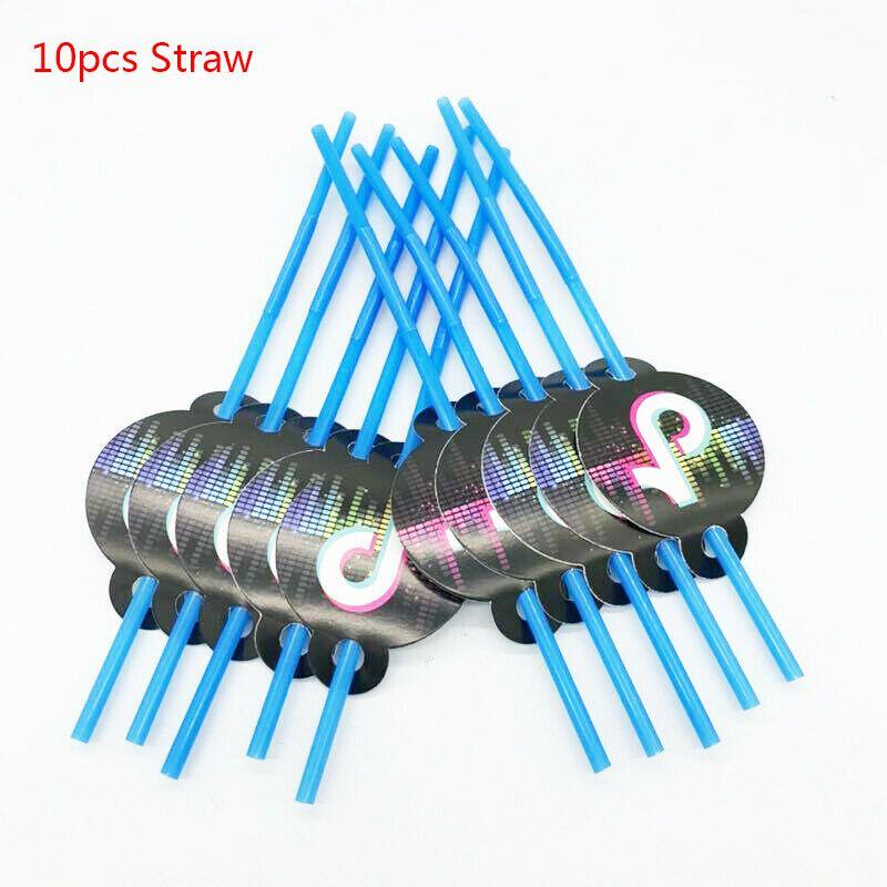 Набор красочных принадлежностей для дня рождения в стиле Тик Ток, включающий веселую посуду, декор, тарелки, стаканы и баннер