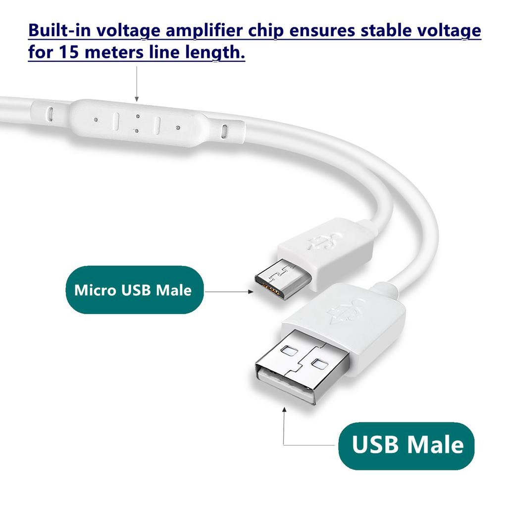 Прочный USB-Micro USB кабель для зарядки, кабель питания для камеры видеонаблюдения, прочный и простой в использовании, только для зарядки