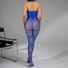 Sex Underwear Sexy Perspective Tights Royal Blue Stockings Suspender Neck Onesie