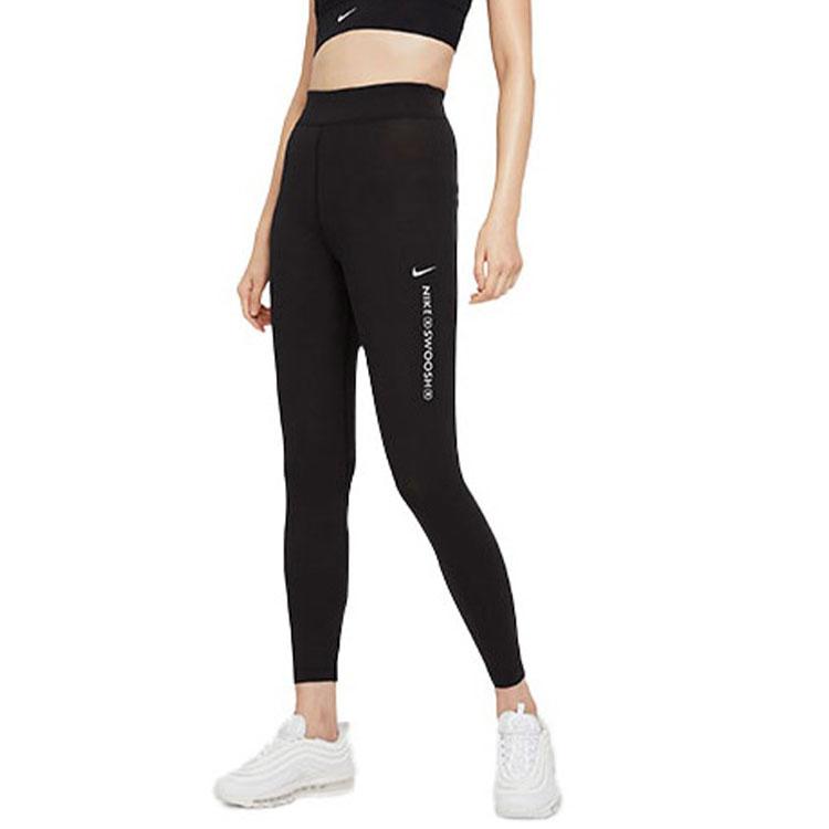 Nike Спортивные леггинсы Swoosh с высокой талией, повседневные женские леггинсы, черные CZ8902-010
