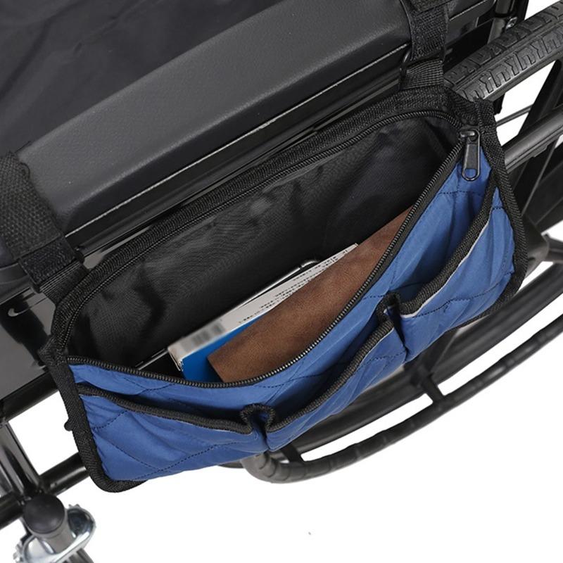 Wheelchair Side Armrest Bag Reflective Strip Portable Velcro Polyester Storage and Hanging Bag Tool Storage and Organization