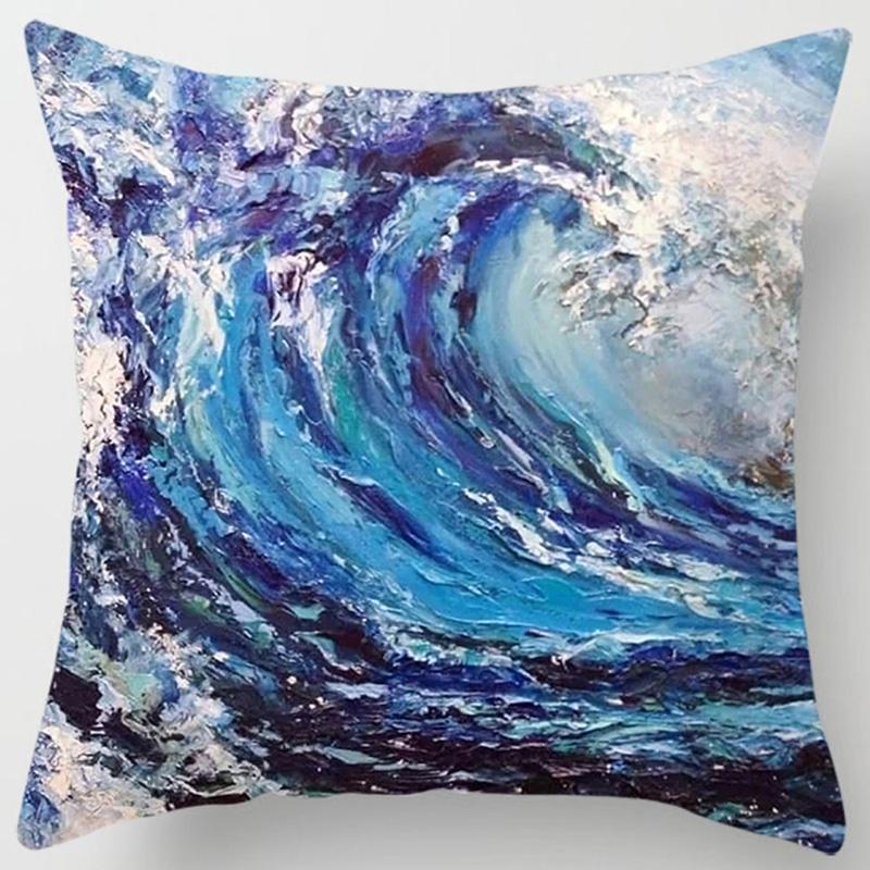 Wave Painting Series Pillow Gift Home Office Decoration Pillow Bedroom Sofa Car Cushion Cover