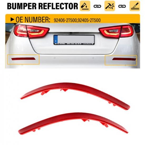 Red Case Reflectors Side Bumper Fit Marker Kia Optima 2014-2015 Left Rear Right