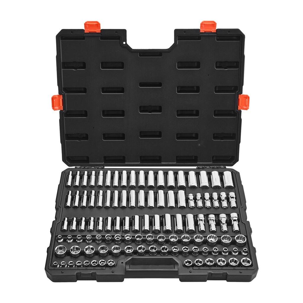 Socket Set, 104 Pieces, 9.5 mm Drive Socket Tool Set, Metric Size from 6 to 24 mm, Deep and Standard, Mechanic Tool Kit with Storage Case, Chrome