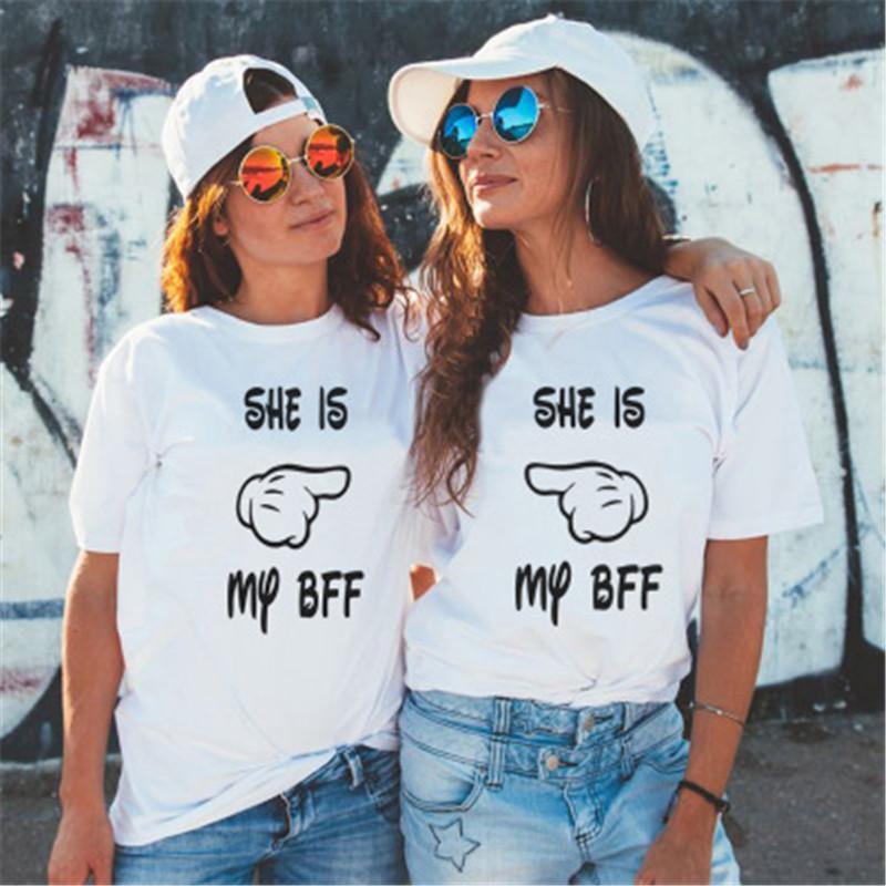 Summer 2023 Fashion Best Friend Shirts Women Short Sleeve T Shirt Bff Top Sisters Gifts For Friends Tees For Her