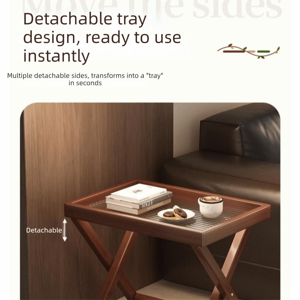 Quick Setup Wooden Small Table Sturdy Base Folding Sofa Table Home Living Room