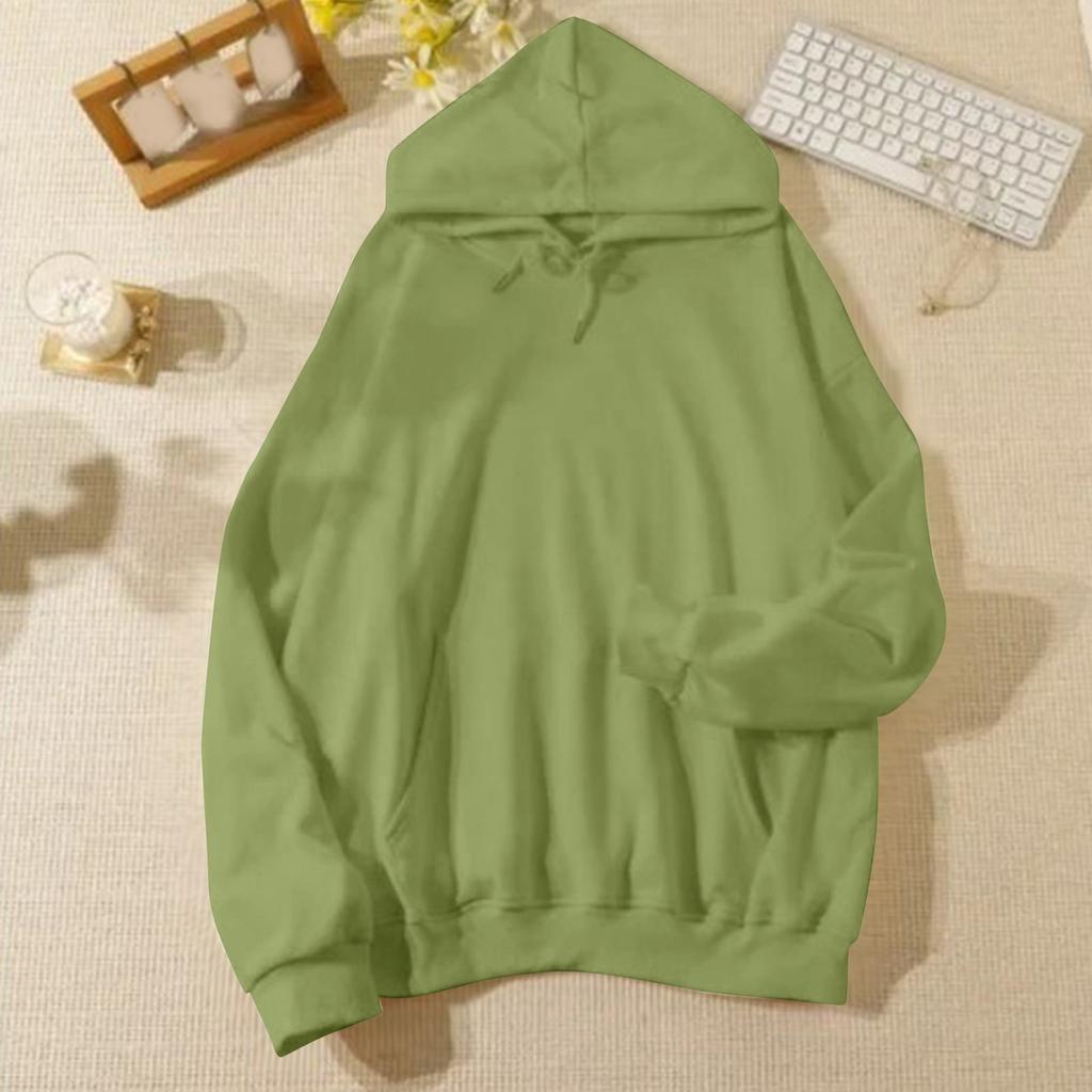 Женская повседневная и модная однотонная теплая рубашка с длинными рукавами и капюшоном, свободная и удобная толстовка