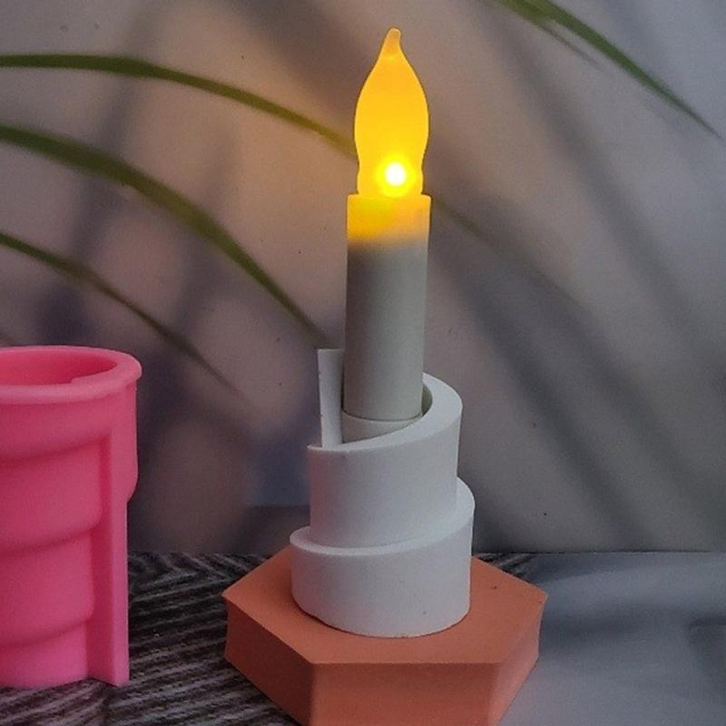 Silicone Crafting Mold Geometric Candle Holder Moulds Silicone Candle Stand Molds Silicone Texture Hand-Making Molds