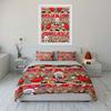 Santa and Reindeer Holiday Print Bedding Duvet Cover Set Duvet Cover Pillowcases  (1*Duvet Cover 2*Pillowcases, without duvet insert)