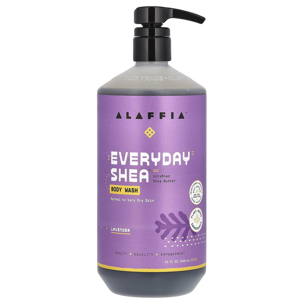 Alaffia Everyday Shea, Body Wash, Normal To Dry Skin, Lavender, 32 Fl Oz (946 Ml)