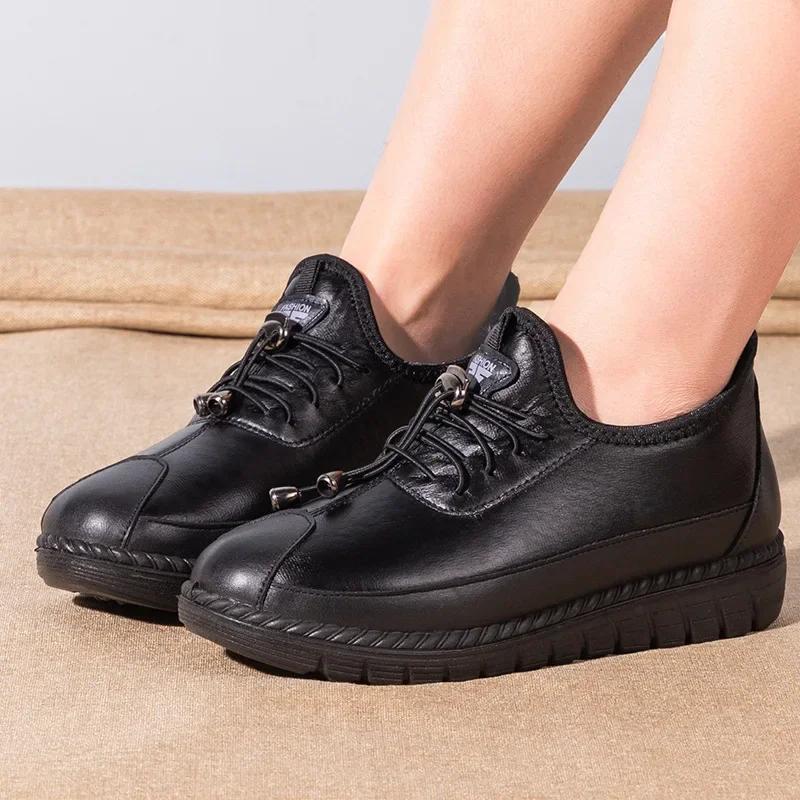 Fashion Winter Women Cotton Shoes Waterproof Anti Slip Plush Warm Casual Shoes Middle-aged Elderly People Comfort Flat Soled Snow Boots