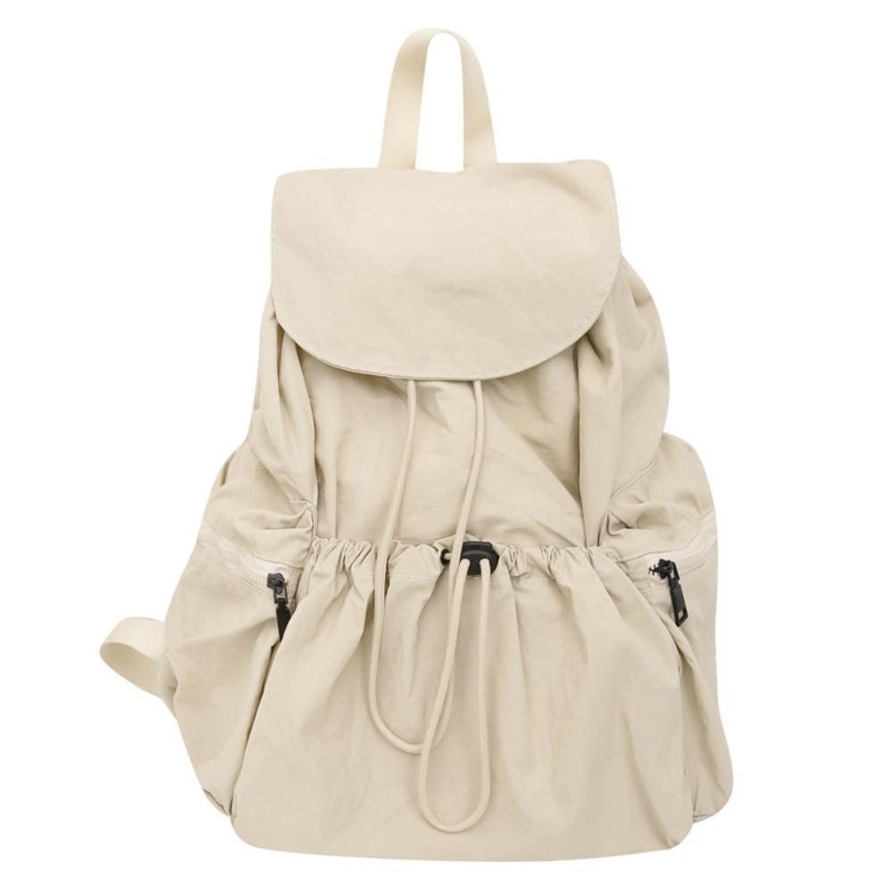 Lightweight Canvas Shoulder Bag Casual College Student Schoolbag Nylon Drawstring Backpack Travel