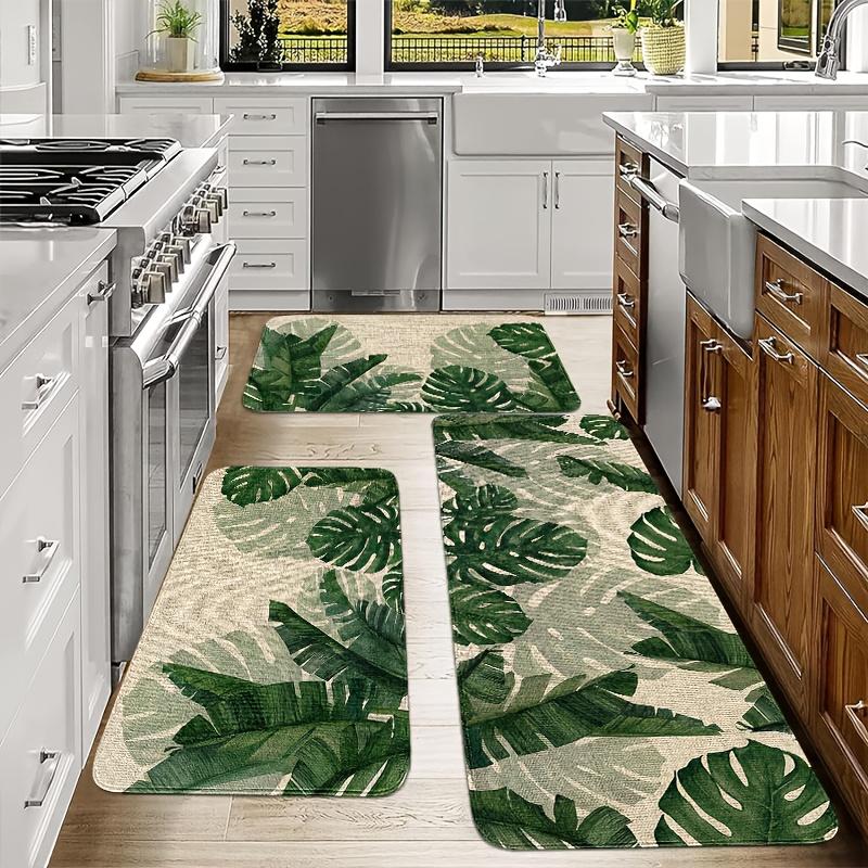 1 шт. анти-усталостные кухонные коврики, принт банановых листьев, водонепроницаемый нескользящий толстый мягкий кухонный коврик, прочный, удобный стоячий коврик для кухни