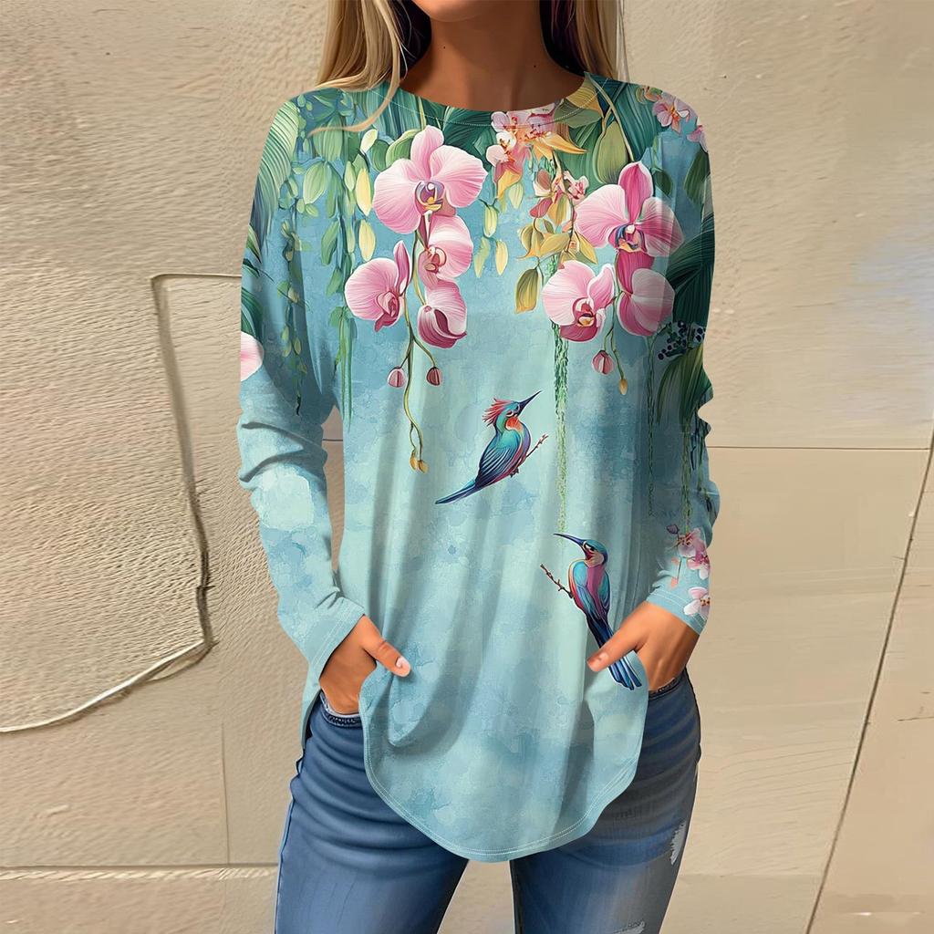 Футболки для женщин, осенние повседневные рубашки с длинным рукавом, толстовка, винтажный топ с графическим принтом, пуловер