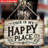 2D Flat 20*10cm1pc "This Is My Happy Place" Vintage Style Wooden Decorative Sign, Elegant Artistic Pattern Wall Hanging Plaque, with No Electricity