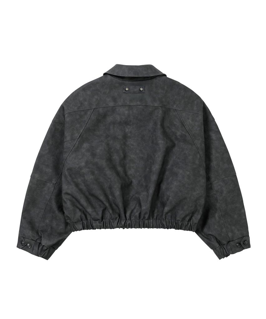 Ajobyajo [Pog:Service X Ajobyajo] Faded Panel Faux Leather Jacket [Black]