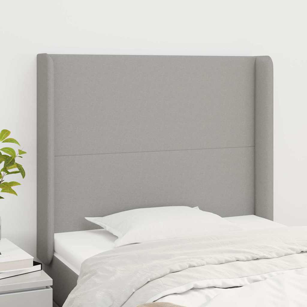 vidaXL Kopfteil mit Ohren Hellgrau 93x16x118/128 cm Stoff