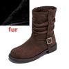 Women's Ankle Boots and Booties Non-Slip Round-Toe Western Cowboy Boots Large-Size Maillard Vintage Motorcycle Boots Female