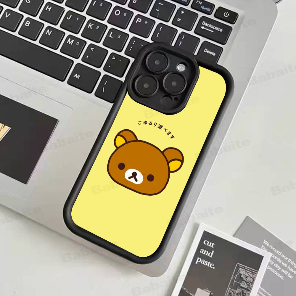 Мультяшный чехол для телефона с мишкой Рилаккума для iPhone 17 16 15 14 13 12 11 Air Plus Pro Max Мягкая задняя крышка