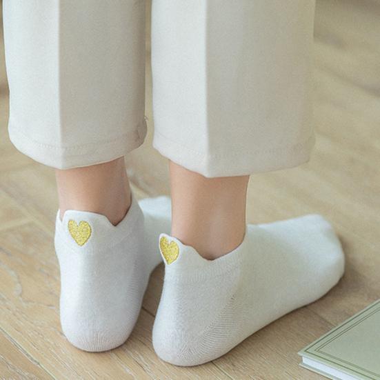 1 пара женских носков с вышивкой в ​​виде сердца, укороченные, без запаха, однотонные, высокоэластичные, противоскользящие, впитывающие пот, противоусадочные, спортивные носки
