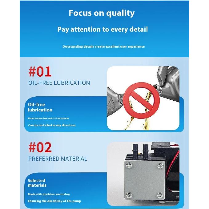 HL-15L 12V/220V High Positive Negative Pressure Vacuum Pump Large Beauty Instrument Mute Double Head Diaphragm Pump Micro Air