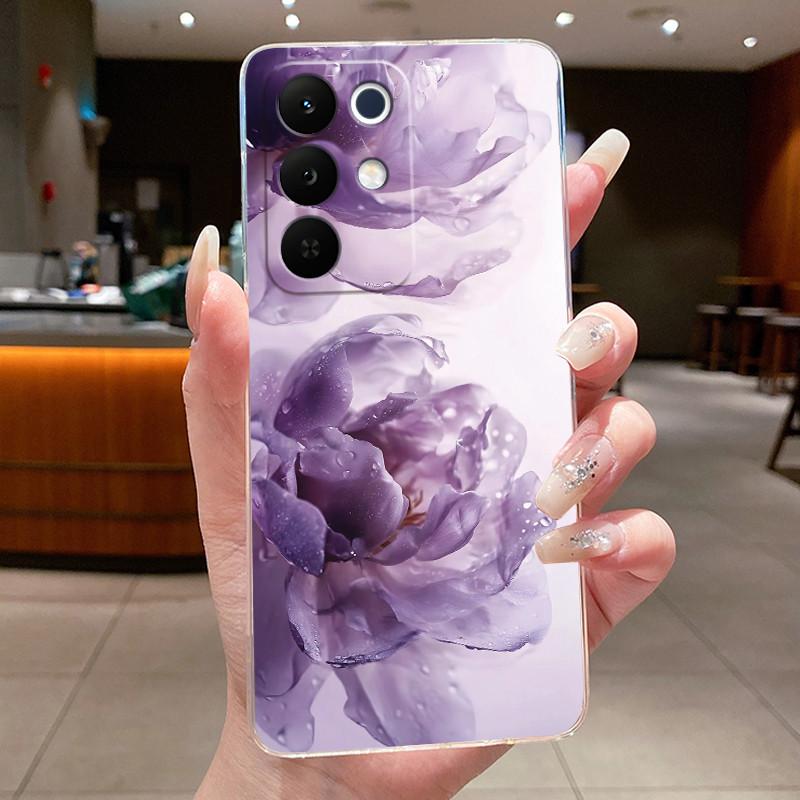 Bumper Soft Transparent TPU Phone Case For OPPO Realme C85 Pro 4G Casing Trendy Rose Rosy Cloud Painted Shockproof Cover